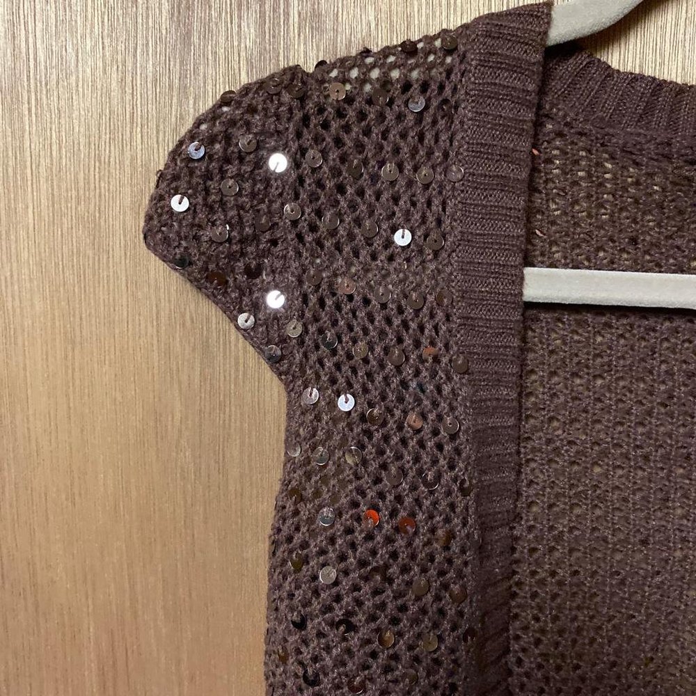 NWT Wet Seal Brown Knit Sequin Shrug Size S - Picture 4 of 5